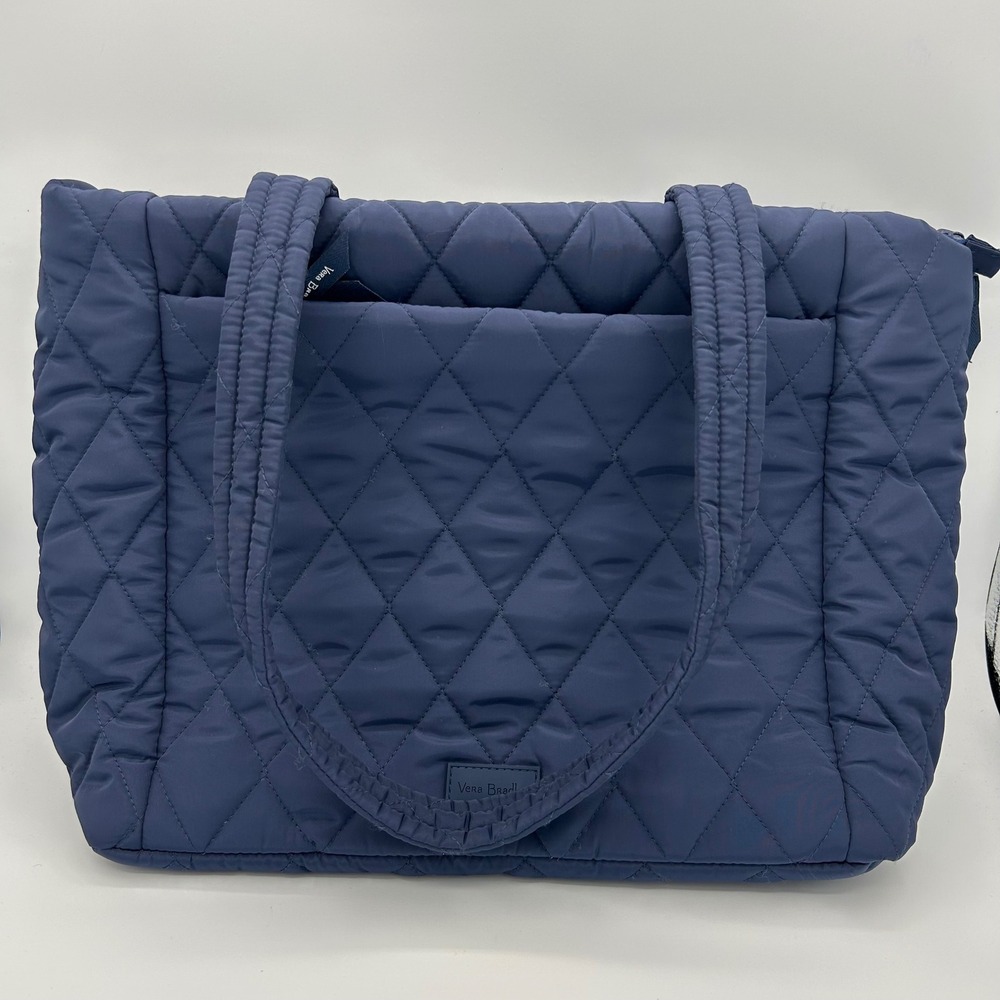 Vera Bradley Laptop Tote Bag Quilted Women OS Navy Blue Puffer Preppy Classic